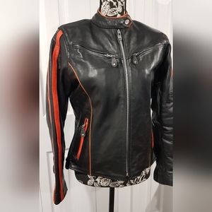 Women's leather motorcycle jacket